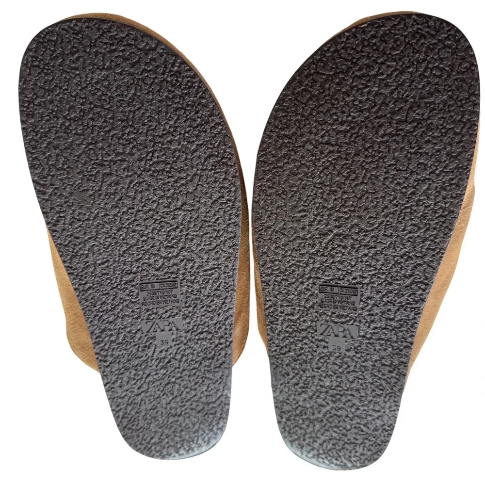 ZARA Brown Suede Faux Shearling Mule/Clog Size 39/8.5 - Picture 4 of 7